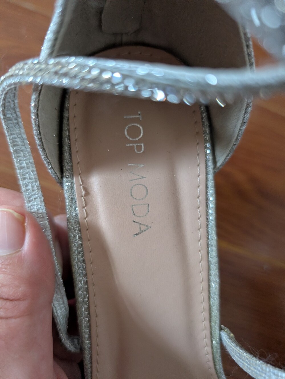 TOP Moda Silver Rhinestone Block Heels - Picture 7 of 7